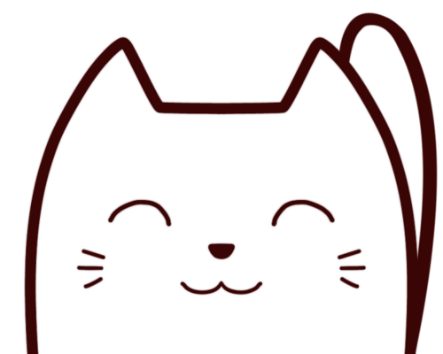 笑い白猫（イラスト）