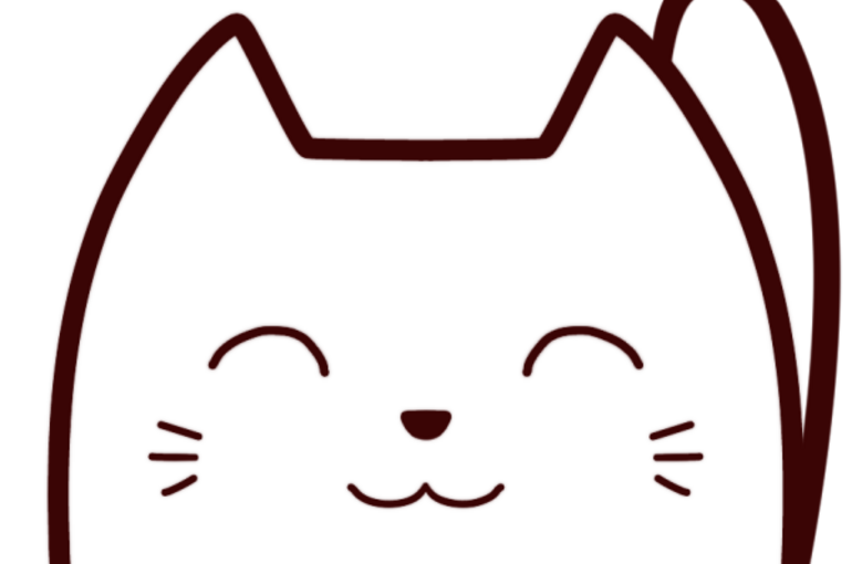 笑い白猫（イラスト）